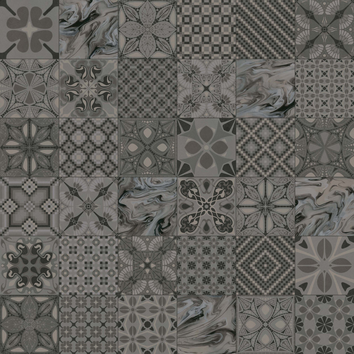 Декор 1900 Tassel Grafito 20x20 от Vives Ceramica (Испания)