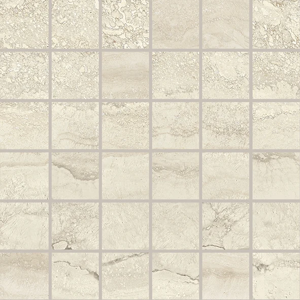 Provenza Unique Travertine Mosaico 50 X 50 Vein Cut Cream Lappato 30x30 см