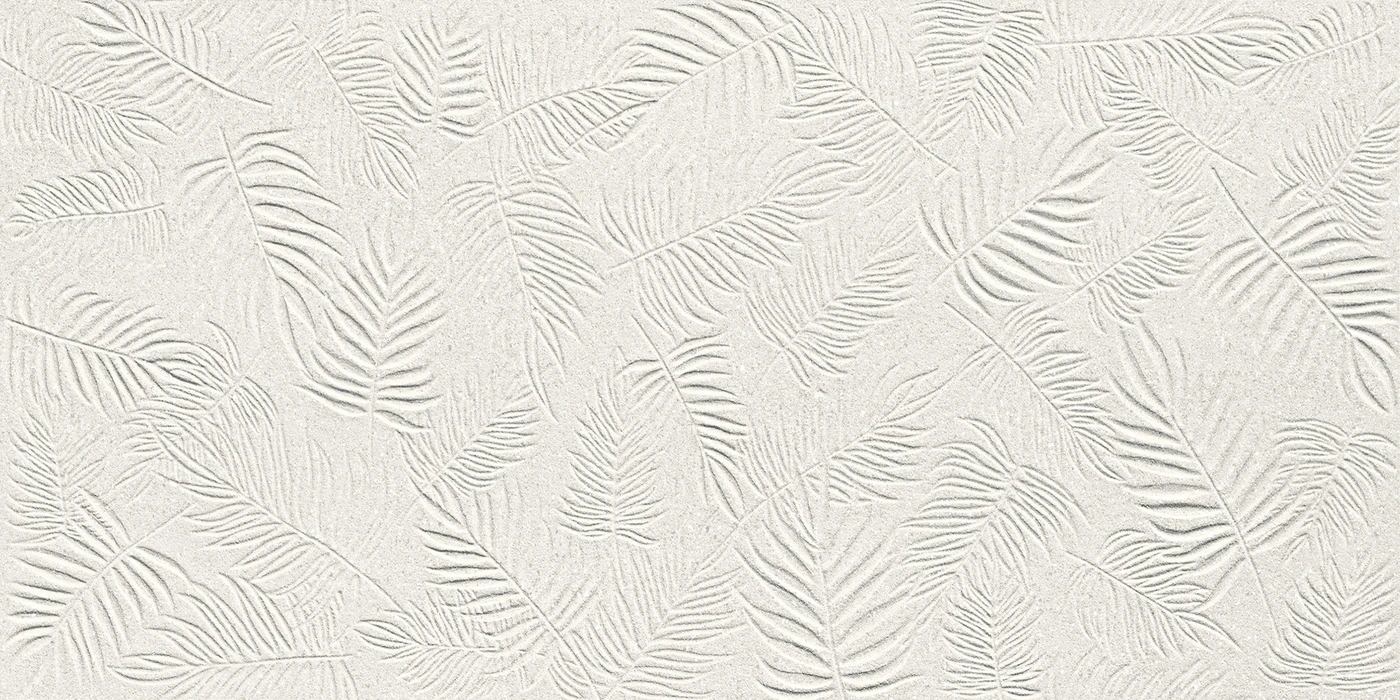 Керамическая плитка 3D Wall Carve Leaf White Матовый 40×80