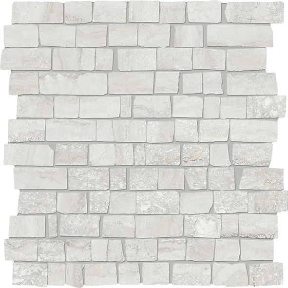 Provenza Unique Travertine Mosaico Mini Block Vein Cut Silver Naturale 30x30 см