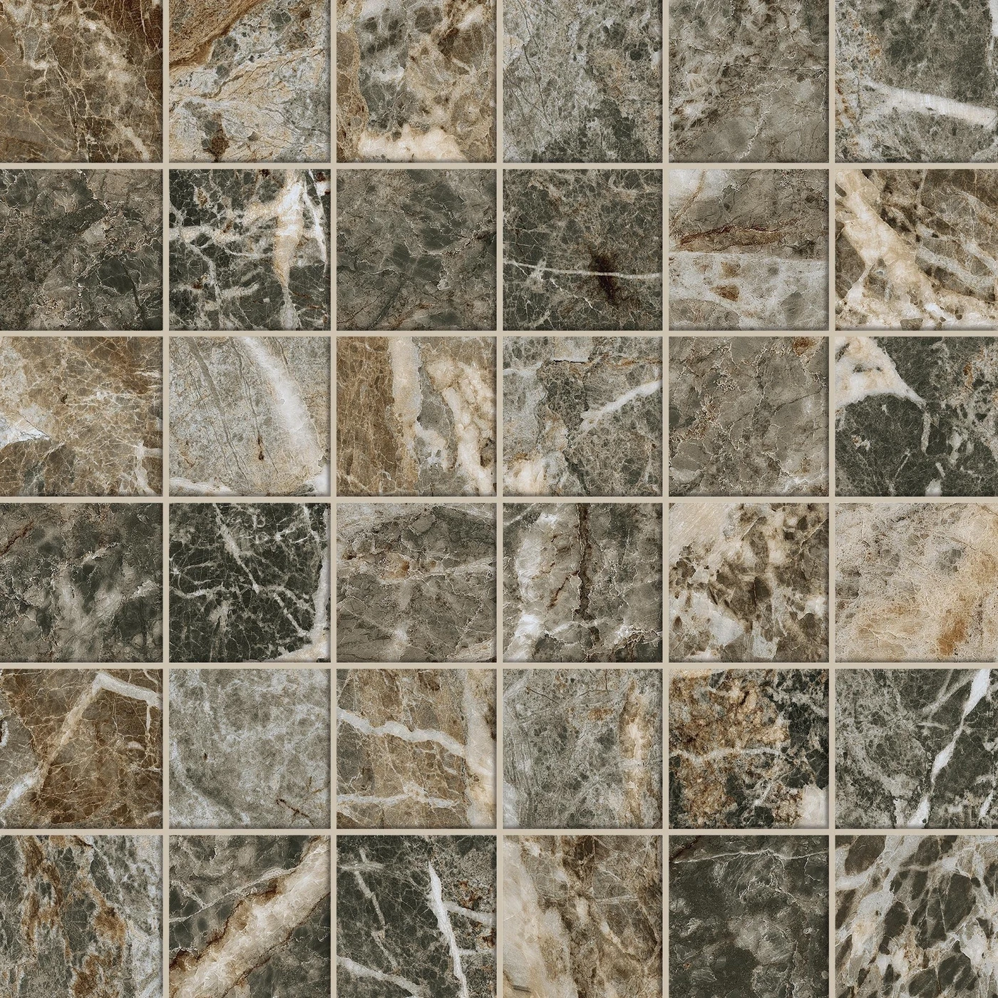 Мозаика Forte dei Marmi Quark Breccia di Caravaggio Mosaic Лаппатированная 30×30