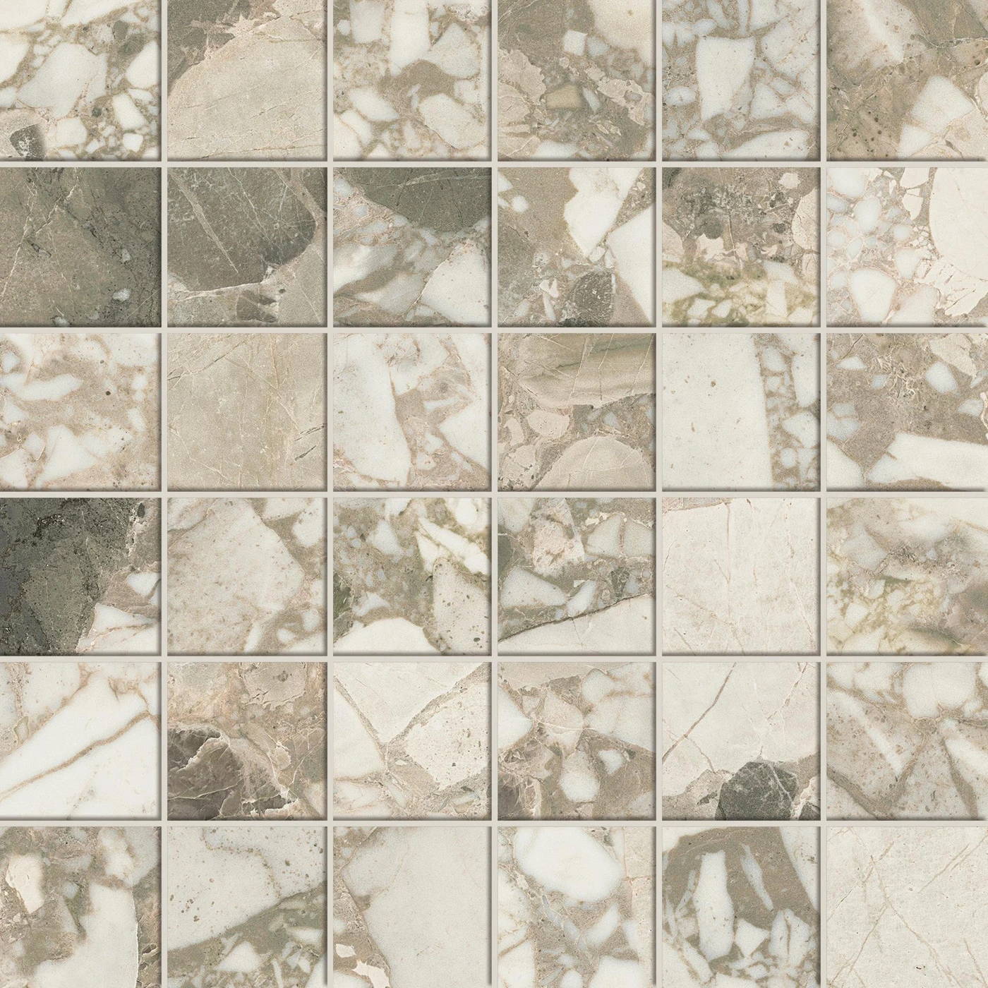 Мозаика Forte dei Marmi Ceppo Apuano Cream Mosaic Лаппатированная 30×30