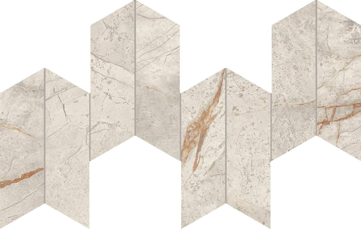 Мозаика Marvel Diva White Everest Mosaico Chevron Velvet 17.5×46.3