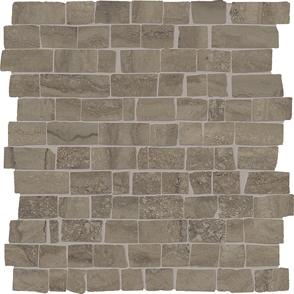 Provenza Unique Travertine Mosaico Mini Block Vein Cut Chocolate Naturale 30x30 см
