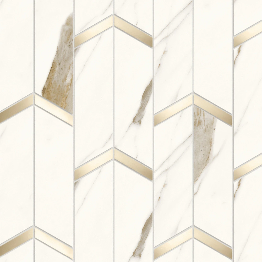 Мозаика Marvel X Calacatta Sublime Mosaico Chevron Lappato 46.3×19.2