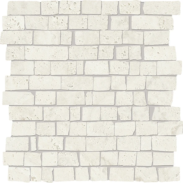 Provenza Unique Travertine Mosaico Mini Block Minimal White Naturale 30x30 см