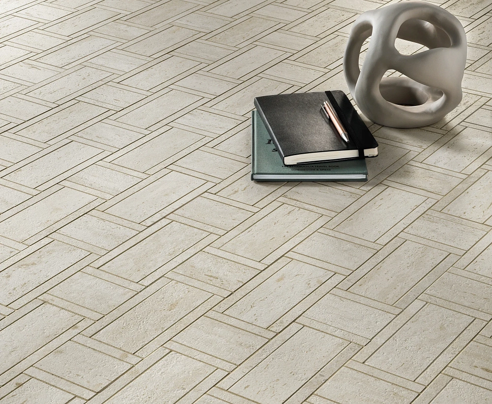 Marvel Travertine | White - Basketweave