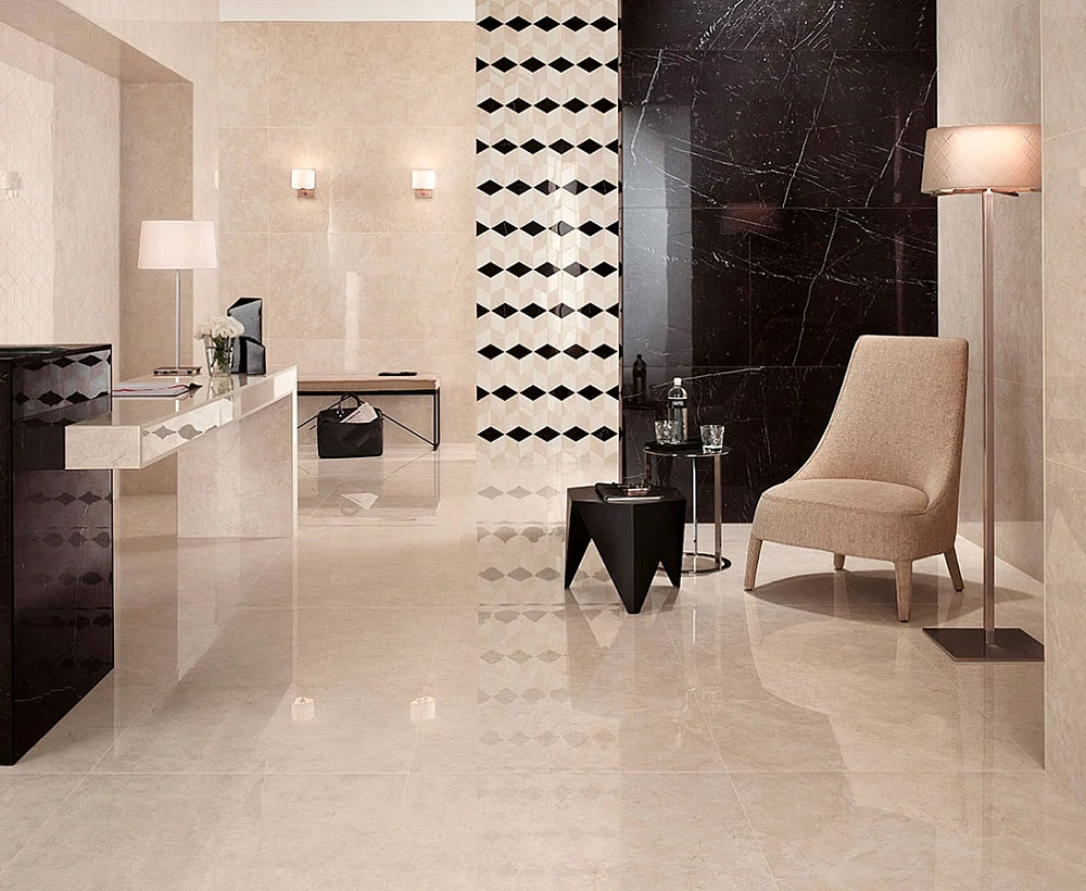 Marvel Stone | Cream Prestige - Nero Marquina - Mosaico Esagono Geo Warm