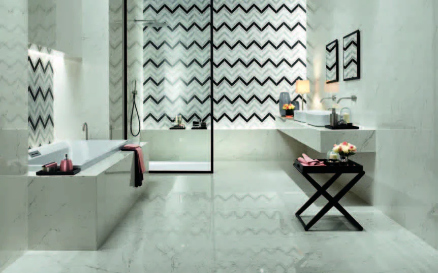 Marvel Stone | Carrara Pure - Chevron Mix Wall